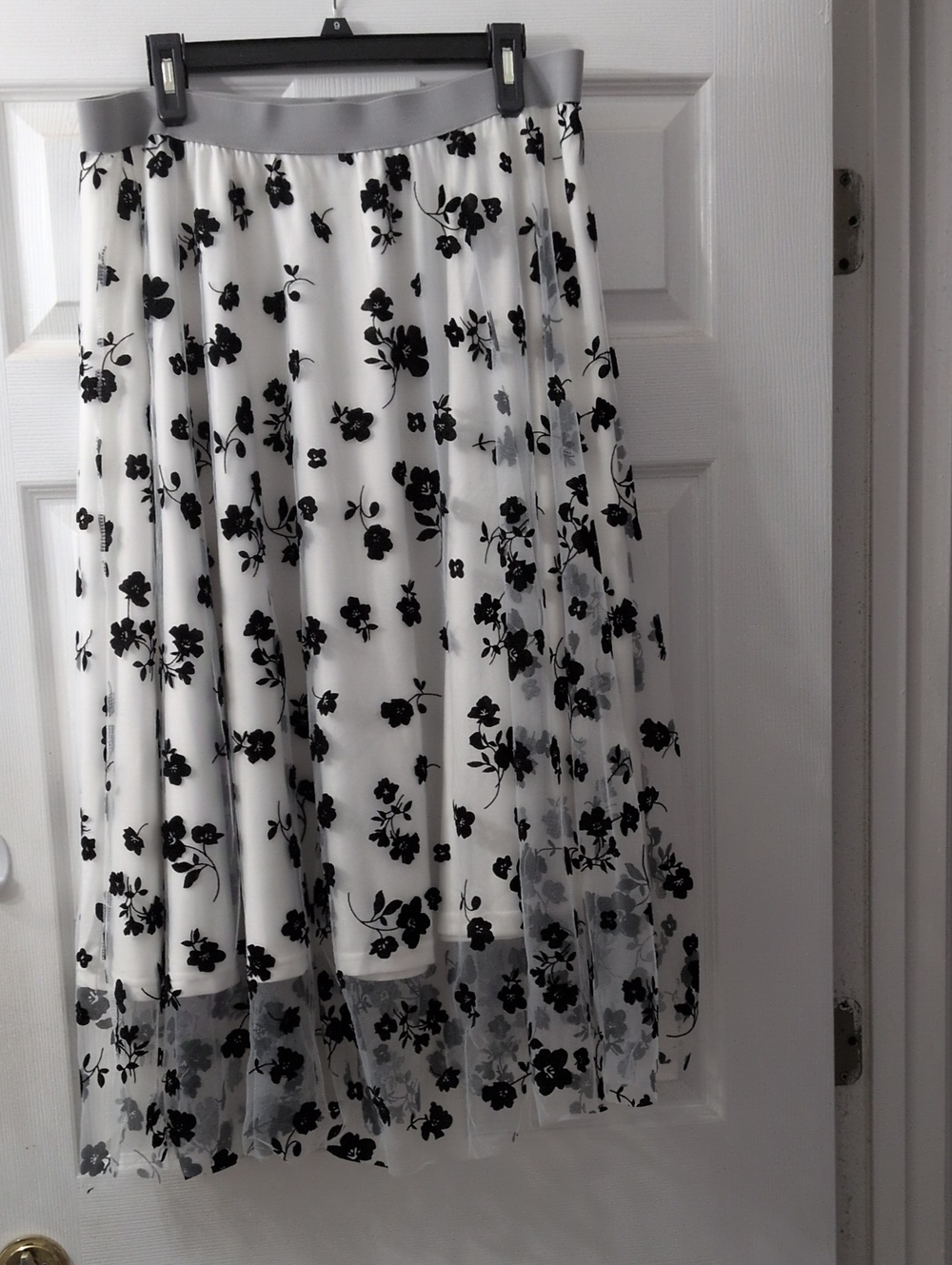 SHEIN Black Floral Midi Skirt on White